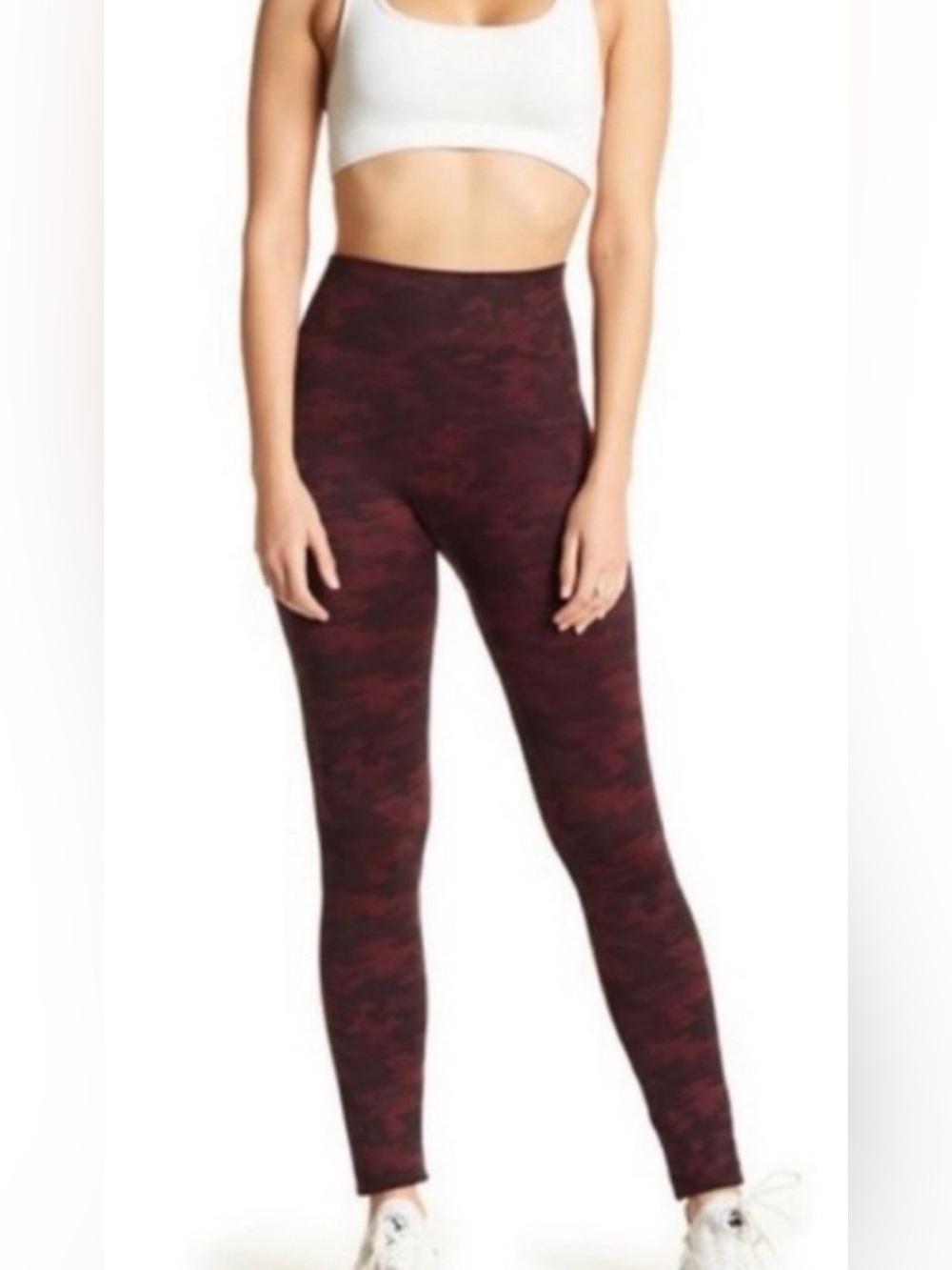 SPANX Look At Me Now Burgundy Camo Leggings XS Everyday Shapewear XS